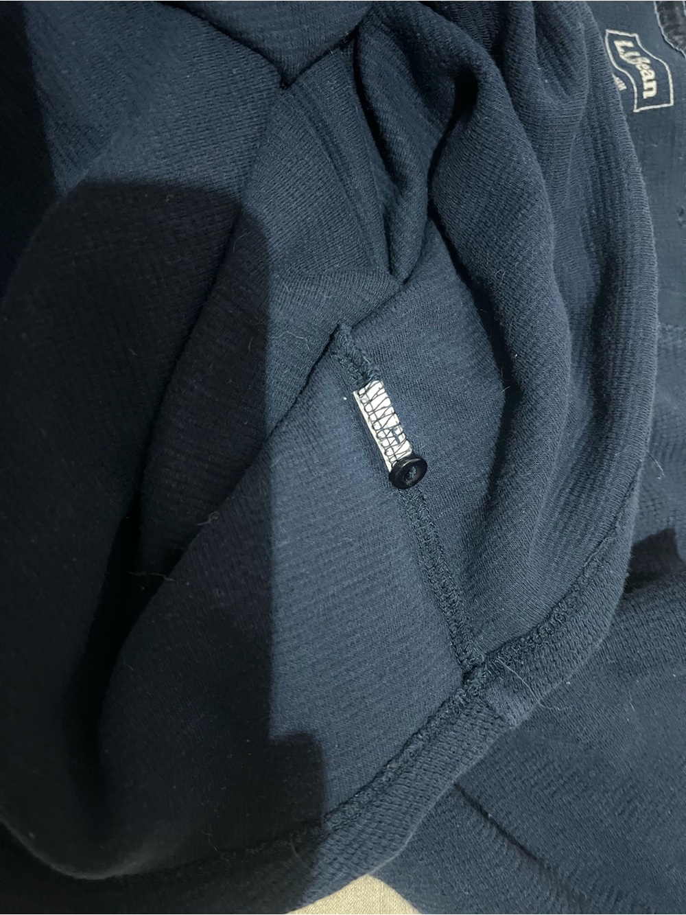 L.L. Bean Women's Waffle Knit Thermal Henley Shirt Navy Blue Long Sleeve Size M - Picture 4 of 8
